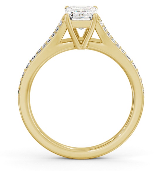 Emerald Diamond Split Channel Ring 18K Yellow Gold Solitaire ENEM41S_YG_THUMB1 