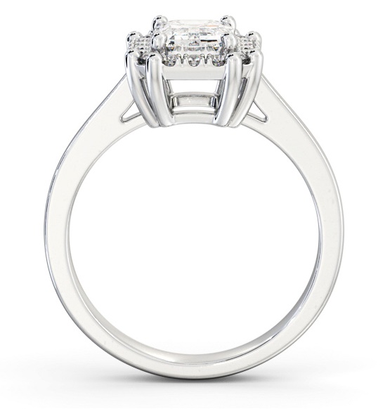 Halo Emerald Diamond Cluster Engagement Ring 18K White Gold ENEM42_WG_THUMB1 