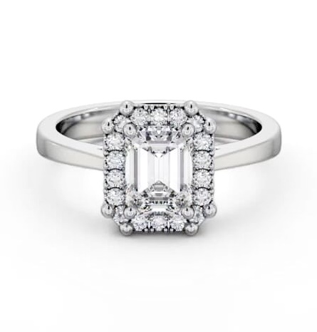 Halo Emerald Diamond Cluster Engagement Ring 18K White Gold ENEM42_WG_THUMB2 