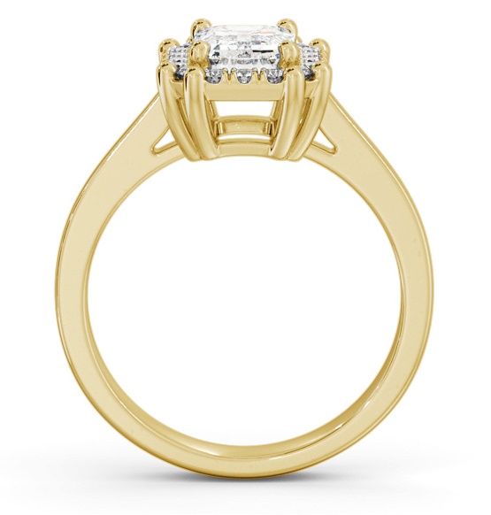 Halo Emerald Diamond Cluster Engagement Ring 18K Yellow Gold ENEM42_YG_THUMB1 