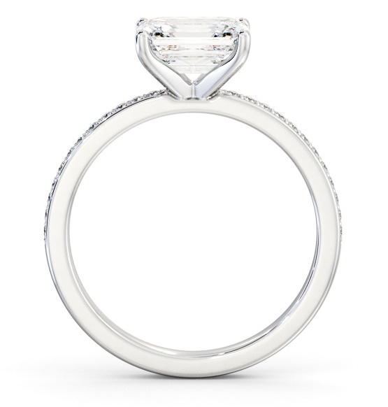 Emerald Diamond East To West Engagement Ring 18K White Gold Solitaire ENEM42S_WG_THUMB1 