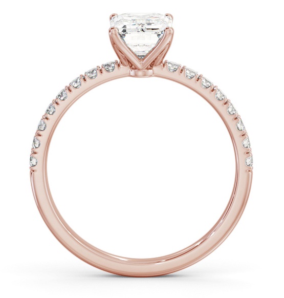 Emerald Diamond 4 Prong Engagement Ring 9K Rose Gold Solitaire ENEM43S_RG_THUMB1 