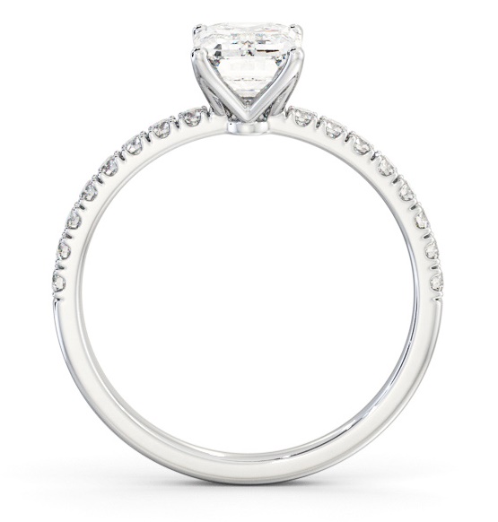 Emerald Diamond 4 Prong Engagement Ring 18K White Gold Solitaire ENEM43S_WG_THUMB1 