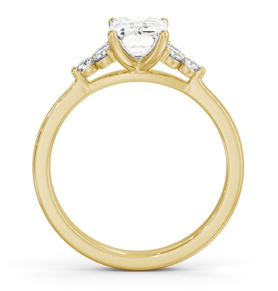 Emerald Ring 18K Yellow Gold Solitaire with Three Round Diamonds ENEM44S_YG_THUMB1 