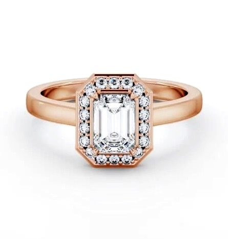 Halo Emerald Diamond Engagement Ring 18K Rose Gold ENEM45_RG_THUMB1