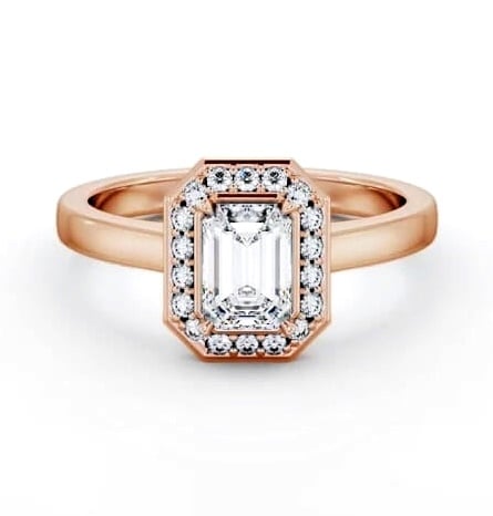 Halo Emerald Diamond Engagement Ring 18K Rose Gold ENEM45_RG_THUMB2 