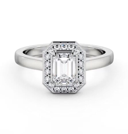 Halo Emerald Diamond Engagement Ring 18K White Gold ENEM45_WG_THUMB2 