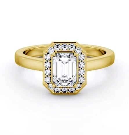 Halo Emerald Diamond Engagement Ring 9K Yellow Gold ENEM45_YG_THUMB2 