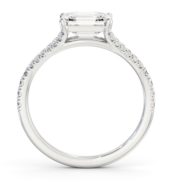 Emerald Diamond East To West Engagement Ring 18K White Gold Solitaire ENEM45S_WG_THUMB1 