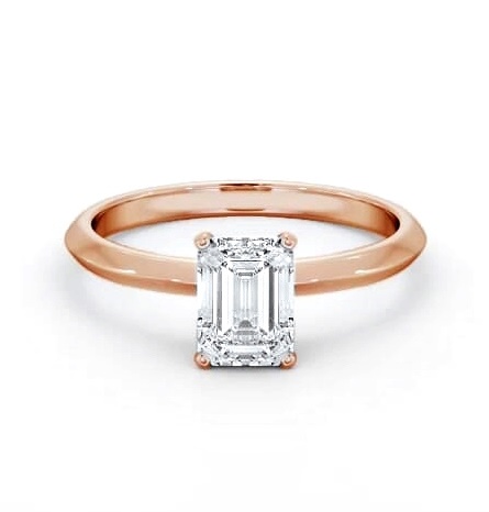 Emerald Diamond Knife Edge Band Engagement Ring 9K Rose Gold Solitaire ENEM46_RG_THUMB2 