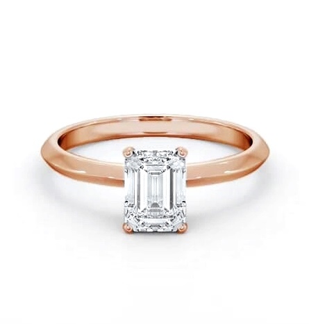 Emerald Diamond Knife Edge Band Ring 18K Rose Gold Solitaire ENEM46_RG_THUMB2 