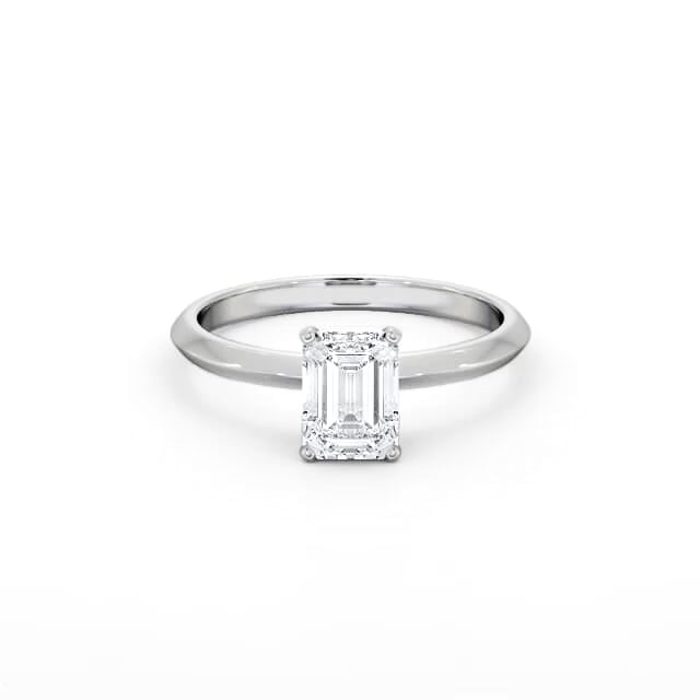 Emerald Diamond Engagement Ring 18K White Gold Solitaire - Emalie ENEM46_WG_HAND