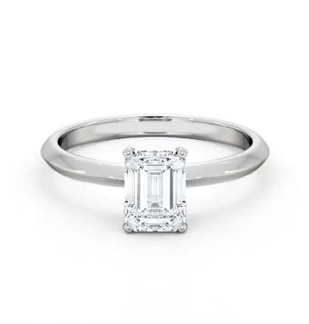 Emerald Diamond Knife Edge Band Engagement Ring Platinum Solitaire ENEM46_WG_THUMB1