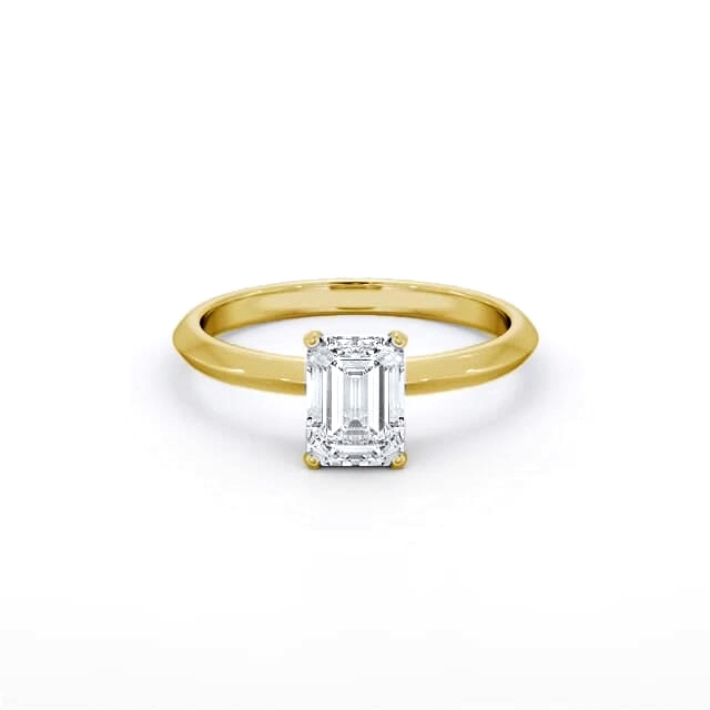 Emerald Diamond Engagement Ring 18K Yellow Gold Solitaire - Emalie ENEM46_YG_HAND