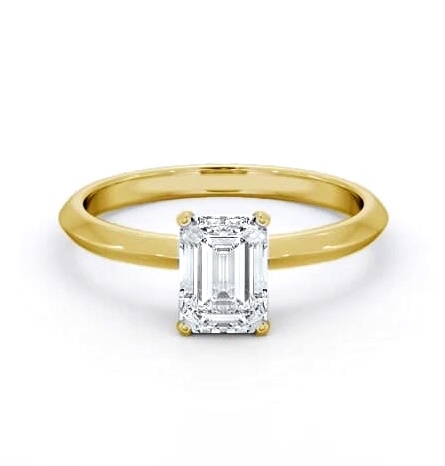 Emerald Diamond Knife Edge Band Ring 18K Yellow Gold Solitaire ENEM46_YG_THUMB2 