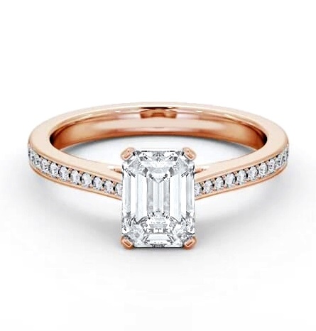 Emerald Diamond 4 Prong Engagement Ring 18K Rose Gold Solitaire ENEM46S_RG_THUMB2 
