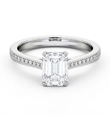 Emerald Diamond 4 Prong Engagement Ring Palladium Solitaire ENEM46S_WG_THUMB1