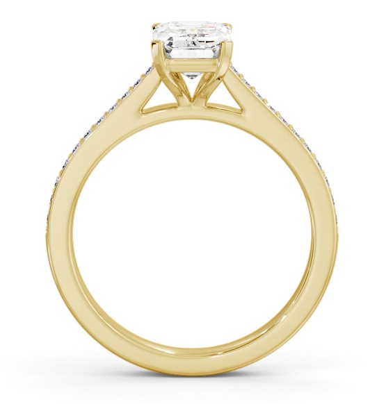 Emerald Diamond 4 Prong Engagement Ring 18K Yellow Gold Solitaire ENEM46S_YG_THUMB1 