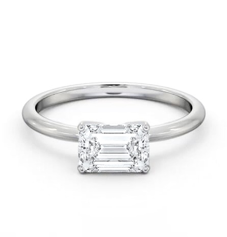 Emerald Diamond East To West Style Engagement Ring Palladium Solitaire ENEM47_WG_THUMB1