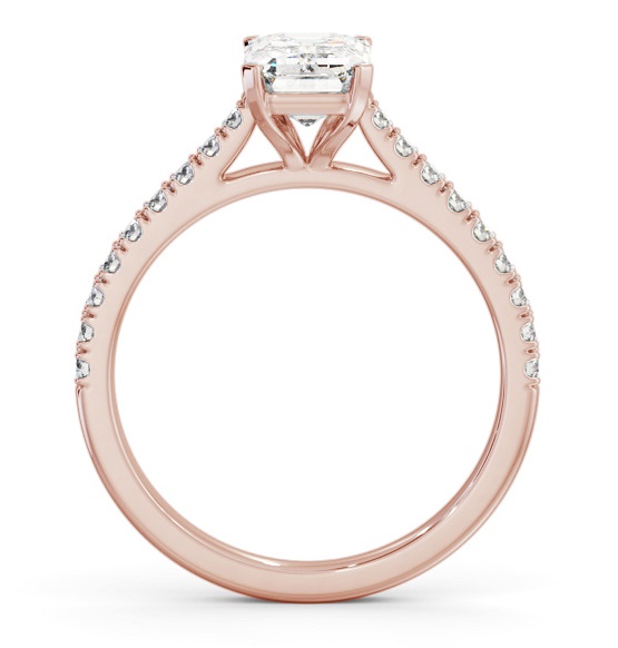 Emerald Diamond 4 Prong Engagement Ring 9K Rose Gold Solitaire ENEM47S_RG_THUMB1 