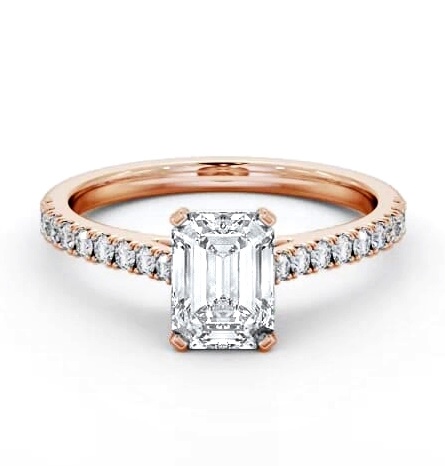 Emerald Diamond 4 Prong Engagement Ring 18K Rose Gold Solitaire ENEM47S_RG_THUMB1