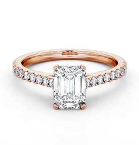 Emerald Diamond 4 Prong Engagement Ring 9K Rose Gold Solitaire ENEM47S_RG_THUMB2 