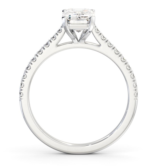 Emerald Diamond 4 Prong Engagement Ring 9K White Gold Solitaire ENEM47S_WG_THUMB1 