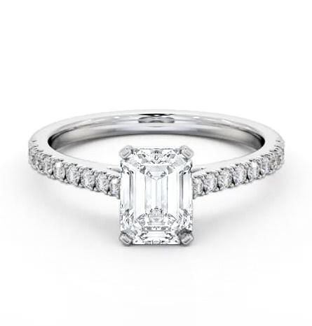 Emerald Diamond 4 Prong Engagement Ring Palladium Solitaire ENEM47S_WG_THUMB1