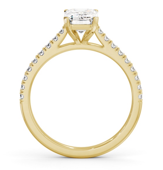 Emerald Diamond 4 Prong Engagement Ring 9K Yellow Gold Solitaire ENEM47S_YG_THUMB1 