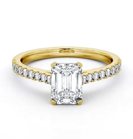 Emerald Diamond 4 Prong Engagement Ring 9K Yellow Gold Solitaire ENEM47S_YG_THUMB1