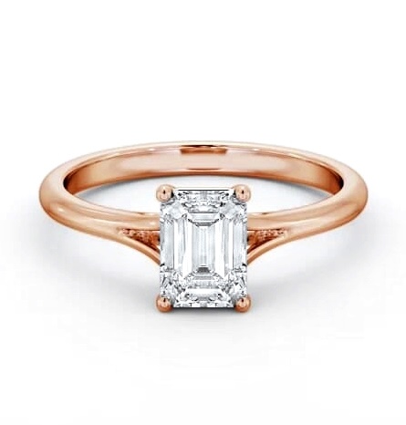 Emerald Diamond Floating Head Design Ring 18K Rose Gold Solitaire ENEM48_RG_THUMB1