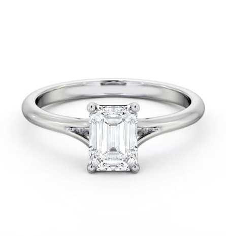 Emerald Diamond Floating Head Design Ring Platinum Solitaire ENEM48_WG_THUMB1