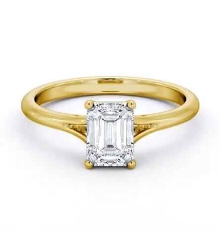 Emerald Diamond Floating Head Design Ring 18K Yellow Gold Solitaire ENEM48_YG_THUMB1