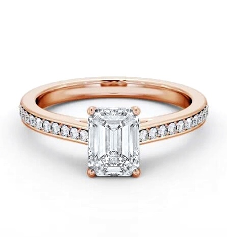 Emerald Diamond 4 Prong Engagement Ring 18K Rose Gold Solitaire ENEM48S_RG_THUMB2 