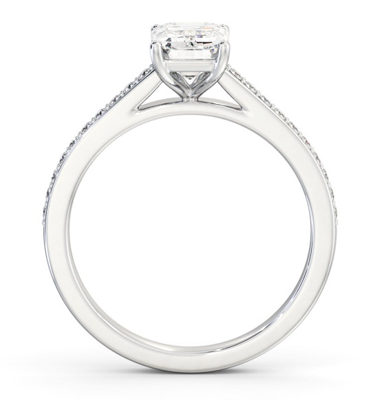 Emerald Diamond 4 Prong Engagement Ring 18K White Gold Solitaire ENEM48S_WG_THUMB1 