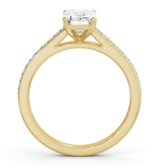Emerald Diamond 4 Prong Engagement Ring 18K Yellow Gold Solitaire ENEM48S_YG_THUMB1 