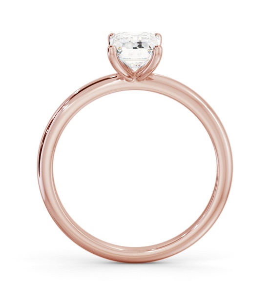 Emerald Diamond Sleek 4 Prong Engagement Ring 18K Rose Gold Solitaire ENEM49_RG_THUMB1