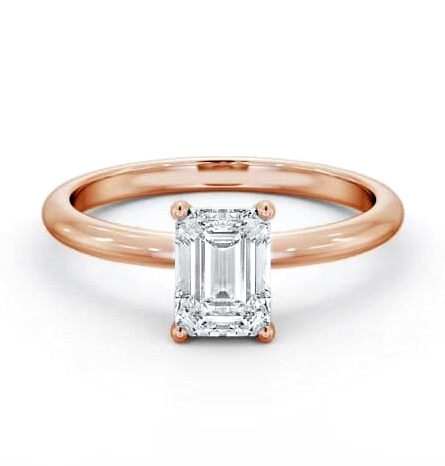 Emerald Diamond Sleek 4 Prong Engagement Ring 9K Rose Gold Solitaire ENEM49_RG_THUMB1