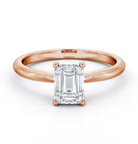 Emerald Diamond Sleek 4 Prong Engagement Ring 18K Rose Gold Solitaire ENEM49_RG_THUMB2 