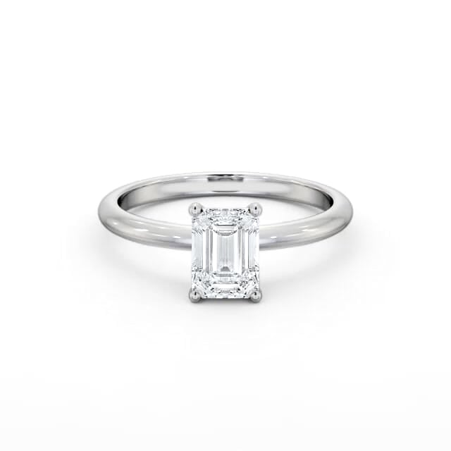 Emerald Diamond Engagement Ring 18K White Gold Solitaire - Atalia ENEM49_WG_HAND