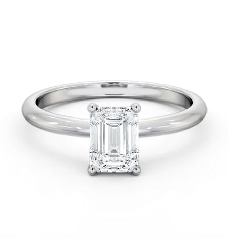 Emerald Diamond Sleek 4 Prong Engagement Ring Platinum Solitaire ENEM49_WG_THUMB1