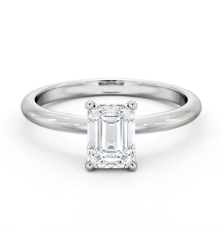 Emerald Diamond Sleek 4 Prong Engagement Ring 9K White Gold Solitaire ENEM49_WG_THUMB2 