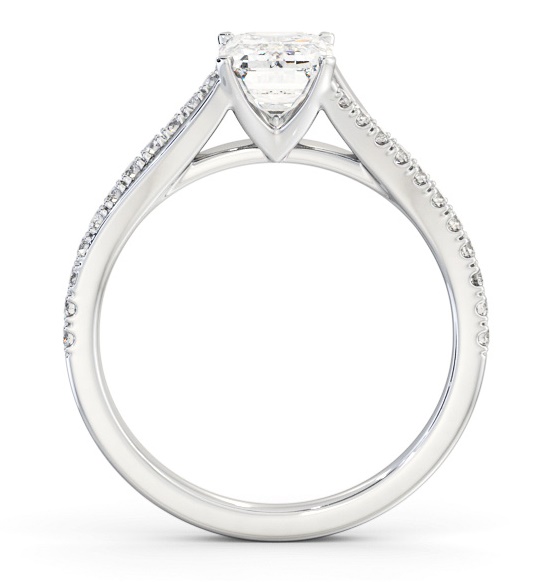 Emerald Ring 18K White Gold Solitaire with Offset Side Stones ENEM49S_WG_THUMB1 