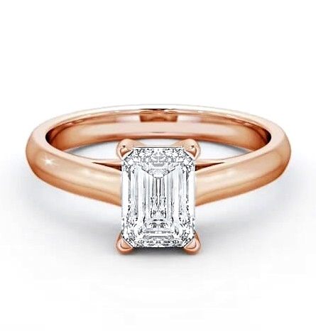Emerald Diamond 4 Prong Engagement Ring 9K Rose Gold Solitaire ENEM4_RG_THUMB1