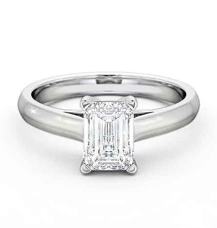 Emerald Diamond 4 Prong Engagement Ring 9K White Gold Solitaire ENEM4_WG_THUMB1
