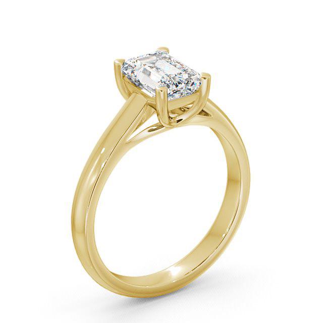 Emerald Diamond Engagement Ring 18K Yellow Gold Solitaire - Virginia ENEM4_YG_HAND