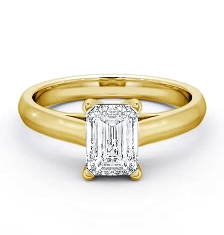 Emerald Diamond 4 Prong Engagement Ring 18K Yellow Gold Solitaire ENEM4_YG_THUMB2 