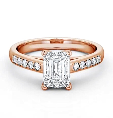 Emerald Diamond Trellis Style Engagement Ring 18K Rose Gold Solitaire ENEM4S_RG_THUMB1