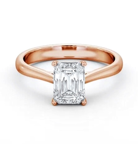 Emerald Diamond Classic 4 Prong Engagement Ring 9K Rose Gold Solitaire ENEM50_RG_THUMB1