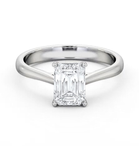 Emerald Diamond Classic 4 Prong Ring 9K White Gold Solitaire ENEM50_WG_THUMB1